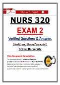 NURS 320 &ndash; Health and Illness Concepts I&comma; Drexel University &ndash; Exam 2 Verified Questions with Answers