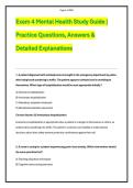 Exam 4 Mental Health Study Guide &vert; Practice Questions&comma; Answers & Detailed Explanations
