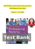 TEST BANK For Leddy & Pepper&rsquo;s Professional Nursing &NewLine;10th Edition by Lucy Hood &NewLine;Chapters 1 - 22 Complete