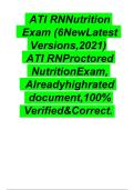 ATI Nutrition Exam &lpar;6 New Latest Versions&rpar;&period; QUESTIONS AND ANSWERS