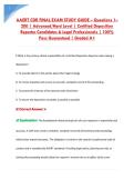 AAERT CDR FINAL EXAM STUDY GUIDE &ndash; Questions 1&NewLine;200 &vert; Advanced&sol;Hard Level &vert; Certified Deposition &NewLine;Reporter Candidates & Legal Professionals &vert; 100&percnt; &NewLine;Pass Guaranteed &vert; Graded A&plus; 