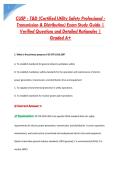 CUSP - T&D &lpar;Certified Utility Safety Professional - &NewLine;Transmission & Distribution&rpar; Exam Study Guide &vert; &NewLine;Verified Questions and Detailed Rationales &vert; &NewLine;Graded A&plus;