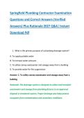 Springfield Plumbing Contractor Examination &NewLine;Questions and Correct Answers &lpar;Verified &NewLine;Answers&rpar; Plus Rationale 2027 Q&A&vert; Instant &NewLine;Download Pdf