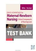 Davis Advantage for Maternal-Newborn Nursing&colon; Critical Components of Nursing Care 5th Edition &vert; Test Bank with Complete Answers & Chapter Review
