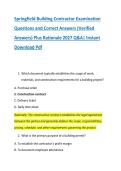 Springfield Building Contractor Examination &NewLine;Questions and Correct Answers &lpar;Verified &NewLine;Answers&rpar; Plus Rationale 2027 Q&A&vert; Instant &NewLine;Download Pdf 