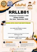 RRLLB81 Assignment 2 &lpar;RESEARCH COMPLETE ANSWERS&rpar; Semester 2 2026 - DUE 10 September 2026 - Natural Justice&comma; Legality and Constitutionalism
