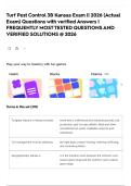 Turf Pest Control 3B Kansas Exam &vert;&vert; 2026 &lpar;Actual Exam&rpar; Questions with verified Answers &vert; FREQUENTLY MOST TESTED QUESTIONS AND VERIFIED SOLUTIONS &commat; 2026