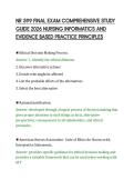 NR 599 FINAL EXAM COMPREHENSIVE STUDY&NewLine;GUIDE 2026 NURSING INFORMATICS AND&NewLine;EVIDENCE BASED PRACTICE PRINCIPLES