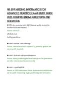 NR 599 NURSING INFORMATICS FOR&NewLine;ADVANCED PRACTICE EXAM STUDY GUIDE&NewLine;2026 COMPREHENSIVE QUESTIONS AND&NewLine;SOLUTIONS