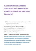 St&period; Louis Sign Contractor Examination &NewLine;Questions and Correct Answers &lpar;Verified &NewLine;Answers&rpar; Plus Rationale 2027 Q&A&vert; Instant &NewLine;Download Pdf