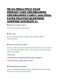 NR 602 NR602 FINAL EXAM&NewLine;PRIMARY CARE CHILDBEARING&NewLine;CHILDREARING FAMILY 2026 FINAL&NewLine;PAPER PRACTICE QUESTIONS&NewLine;ANSWERS ACCURATE A&plus;