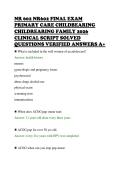 NR 602 NR602 FINAL EXAM&NewLine;PRIMARY CARE CHILDBEARING&NewLine;CHILDREARING FAMILY 2026&NewLine;CLINICAL SCRIPT SOLVED&NewLine;QUESTIONS VERIFIED ANSWERS A&plus;
