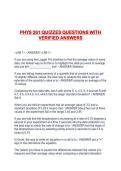 PHYS 261 QUIZZES QUESTIONS WITH VERIFIED ANSWERS