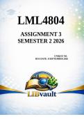 LML4804 Assignment 3 &lpar;WRITTEN&rpar; Semester 2 2026 - Due 8 September 2026