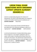 LMSW Final Exam Questions & Answers&colon; Latest A&plus; Graded Study Guide&NewLine;