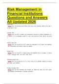 Risk Management in Financial Institutions Questions and Answers All Updated 2026