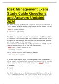 Risk Management Exam Study Guide Questions and Answers Updated 2026&period;&NewLine;