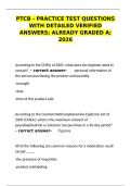 PTCB Practice Test Questions with Detailed Verified Answers&colon; A Graded 2026&NewLine;