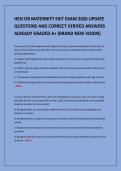 HESI OB MATERNITY EXIT EXAM 2026 UPDATE&NewLine;QUESTIONS AND CORRECT VERIFED ANSWERS&NewLine;ALREADY GRADED A&plus; &lpar;BRAND NEW VISION&rpar;