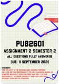 PUB2601 Assignment 2 Semester 2 MEMO &vert; Due 11 September 2026