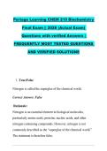 Portage Learning CHEM 210 Biochemistry &NewLine;Final Exam &vert;&vert; 2026 &lpar;Actual Exam&rpar; &NewLine;Questions with verified Answers &vert; &NewLine;FREQUENTLY MOST TESTED QUESTIONS &NewLine;AND VERIFIED SOLUTIONS