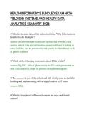 HEALTH INFORMATICS BUNDLED EXAM HIGHYIELD EHR SYSTEMS AND HEALTH DATA&NewLine;ANALYTICS SUMMARY 2026&NewLine;