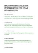 HEALTH INFORMATICS BUNDLED EXAM&NewLine;PRACTICE QUESTIONS WITH DETAILED&NewLine;EXPLANATIONS 2026&NewLine;