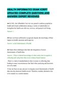 HEALTH INFORMATICS EXAM SCRIPT&NewLine;UPDATED COMPLETE QUESTIONS AND&NewLine;ANSWERS EXPERT REVIEWED&NewLine;