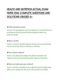 HEALTH AND NUTRITION ACTUAL EXAM&NewLine;PAPER 2026 COMPLETE QUESTIONS AND&NewLine;SOLUTIONS GRADED A&plus;