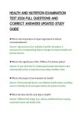 HEALTH AND NUTRITION EXAMINATION&NewLine;TEST 2026 FULL QUESTIONS AND&NewLine;CORRECT ANSWERS UPDATED STUDY&NewLine;GUIDE