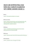 HEALTH AND NUTRITION FINAL EXAM&NewLine;PAPER 2026 COMPLETE EXAMINATION&NewLine;WITH VERIFIED ANSWERS GRADED A&plus;