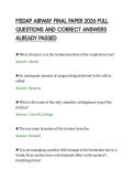 FISDAP AIRWAY FINAL PAPER 2026 FULL&NewLine;QUESTIONS AND CORRECT ANSWERS&NewLine;ALREADY PASSED&NewLine;