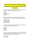 WGU C207 Data Driven Decision Making&NewLine;Questions and Answers with a Study Guide&NewLine;at the End