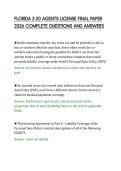 FLORIDA 2-20 AGENTS LICENSE FINAL PAPER&NewLine;2026 COMPLETE QUESTIONS AND ANSWERS&NewLine;