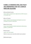 FLORIDA 2 15 INSURANCE FINAL 2026 POLICY&NewLine;AND UNDERWRITING STUDY SET COMPLETE&NewLine;PAPER AND SOLUTIONS&NewLine;