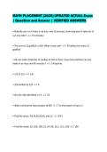 MATH PLACEMENT &lbrack;2026&rsqb; UPDATED ACTUAL Exam&NewLine;&vert; Question and Answer &vert; VERIFIED ANSWERS