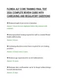 FLORIDA ALF CORE TRAINING FINAL TEST&NewLine;2026 COMPLETE REVIEW GUIDE WITH&NewLine;CAREGIVING AND REGULATORY QUESTIONS&NewLine;