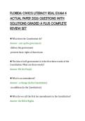 FLORIDA CIVICS LITERACY REAL EXAM 4&NewLine;ACTUAL PAPER 2026 QUESTIONS WITH&NewLine;SOLUTIONS GRADED A PLUS COMPLETE&NewLine;REVIEW SET&NewLine;