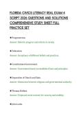 FLORIDA CIVICS LITERACY REAL EXAM 4&NewLine;SCRIPT 2026 QUESTIONS AND SOLUTIONS&NewLine;COMPREHENSIVE STUDY SHEET FULL&NewLine;PRACTICE SET&NewLine;