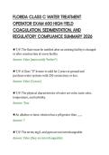 FLORIDA CLASS C WATER TREATMENT&NewLine;OPERATOR EXAM 600 HIGH-YIELD&NewLine;COAGULATION&comma; SEDIMENTATION&comma; AND&NewLine;REGULATORY COMPLIANCE SUMMARY 2026&NewLine;