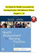 Test Bank For Health Assessment for Nursing Practice 7th Edition By Susan Fickertt Wilson Jean Foret Giddens &vert; 9780323661195 &vert; Chapter 1- 24 &vert; All Chapters with Answers and Rationals&NewLine;