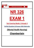 NR 326 Exam 1 Chamberlain &lpar;Latest 2026&sol;2027 Update&rpar; Mental Health Nursing&comma; Questions & Answers with Rationales &lpar;Guarantee Pass&rpar;