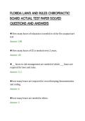 FLORIDA LAWS AND RULES CHIROPRACTIC&NewLine;BOARD ACTUAL TEST PAPER SOLVED&NewLine;QUESTIONS AND ANSWERS