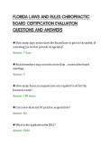 FLORIDA LAWS AND RULES CHIROPRACTIC&NewLine;BOARD CERTIFICATION EVALUATION&NewLine;QUESTIONS AND ANSWERS&NewLine;