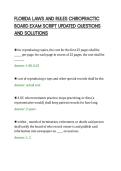 FLORIDA LAWS AND RULES CHIROPRACTIC&NewLine;BOARD EXAM SCRIPT UPDATED QUESTIONS&NewLine;AND SOLUTIONS&NewLine;