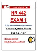 NR 442 Exam 1 &ndash; Community Health Nursing &ndash; &lpar;2026&sol;2027&rpar; Actual Questions & Answers &lpar;Chamberlain&rpar; 100&percnt; Guarantee Pass