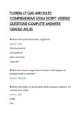 FLORIDA LP GAS AND RULES&NewLine;COMPREHENSIVE EXAM SCRIPT VERIFIED&NewLine;QUESTIONS COMPLETE ANSWERS&NewLine;GRADED APLUS