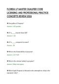 FLORIDA LP MASTER QUALIFIER CORE&NewLine;LICENSING AND PROFESSIONAL PRACTICE&NewLine;CONCEPTS REVIEW 2026&NewLine;