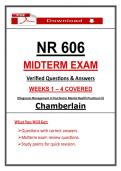 NR 606 Midterm Exam &ndash; Diagnosis & Management in Psychiatric-Mental Health Practicum II &ndash; &lpar;2026&sol;2027&rpar; Actual Questions & Answers &lpar;Chamberlain&rpar; 100&percnt; Guarantee Pass