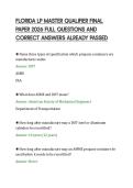 FLORIDA LP MASTER QUALIFIER FINAL&NewLine;PAPER 2026 FULL QUESTIONS AND&NewLine;CORRECT ANSWERS ALREADY PASSED&NewLine;
